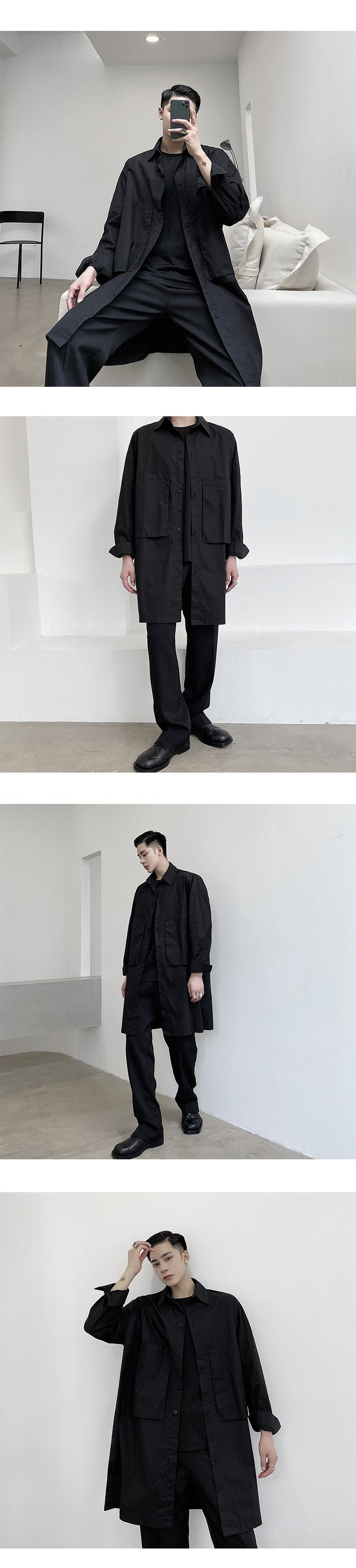 A261 Designer's Oversized Three-dimensional Pocket Extended Shirt