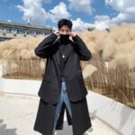 Streetwear Detachable Black Suit Black Blazer for Men