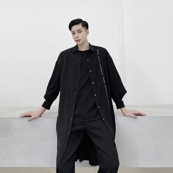 CS03 Korean Striped Stitching Shirt