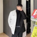 P135 Thick Color Matching Suit Jacket Men