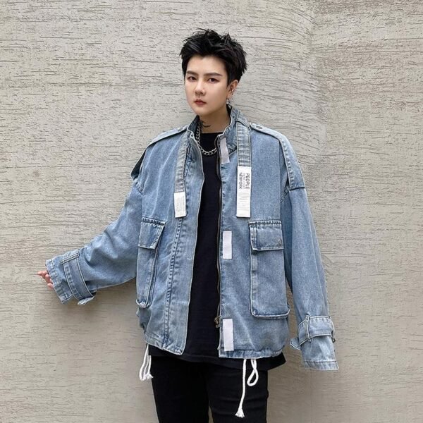 8050-P78 Unisex Big Pocket Trendy Denim Jacket