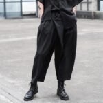 Dark Japanese Style Loose Pleated Straight Tube Men's Casual Pants