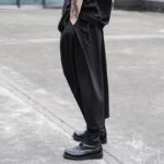Dark Japanese Style Loose Pleated Straight Tube Men's Casual Pants