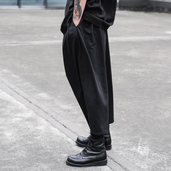 Dark Japanese Style Loose Pleated Straight Tube Men's Casual Pants