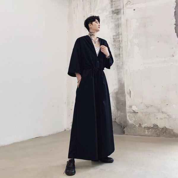 Japanese Streetwear Long Black Sleeve Jumpsuit Casual Jumpsuit for Men