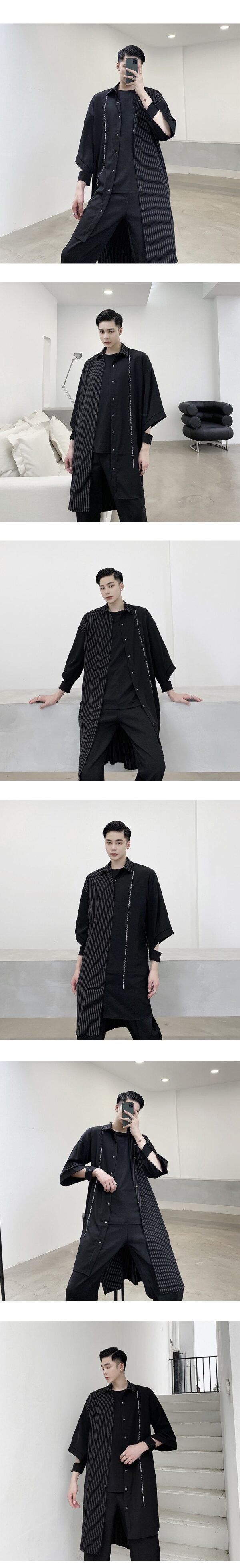 CS03 Korean Striped Stitching Shirt