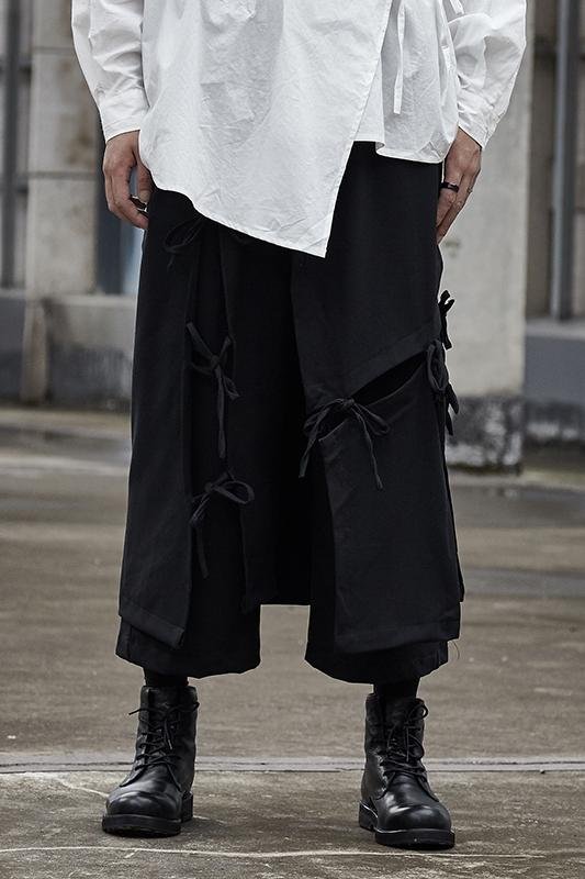 Uncle Nick's Same Loose Wide Leg Hairdresser Men's Casual Cropped Skirt Pants