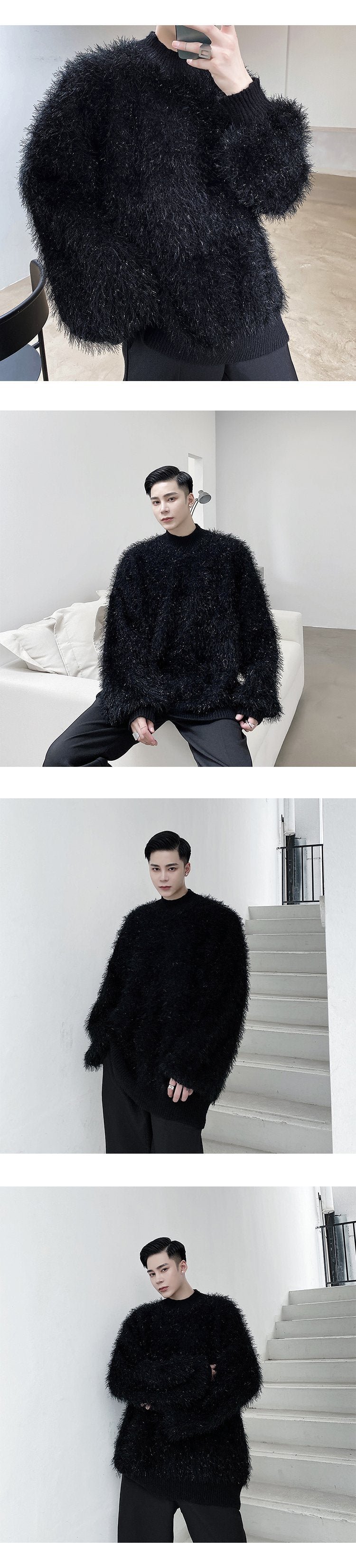 Androgynous Mohair Sweater Oversize Sweater White Sweater Black Sweater