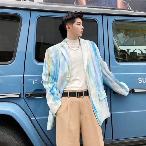Retro Chinese Fashion Tie Dye Printing Casual Suit Autumn Blazers