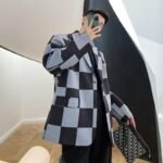P115 Large Plaid Suit Jacket Man
