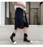 Kk1611 / P90 solid color patchwork design hair beard denim shorts