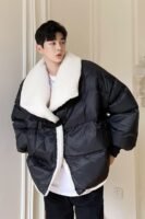 P155 Men's Korean Style Big Lapel Design Loose Bread Jacket Men