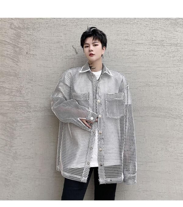 KK1662/P115 Mesh Hollow Edging Solid Color Loose Sunscreen Windbreaker Jacket