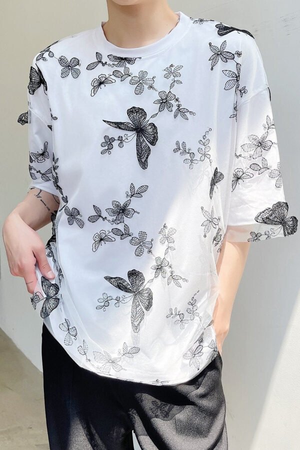 2392-P75 Butterfly Embroidery Knit Short Sleeves