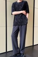 A452--6133--P55 P55 New Velvet Jacquard Round Neck T-shirt In Summer