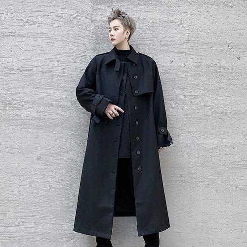 P125 Autumn and Winter Mid-length Men's Windbreaker Loose Lapel Jacket