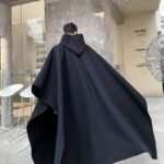 Yamamoto Style Dark Funeral Super Long Hooded Windbreaker Oversize Hedging Cape Over-the-knee Coat
