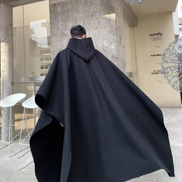 Yamamoto Style Dark Funeral Super Long Hooded Windbreaker Oversize Hedging Cape Over-the-knee Coat