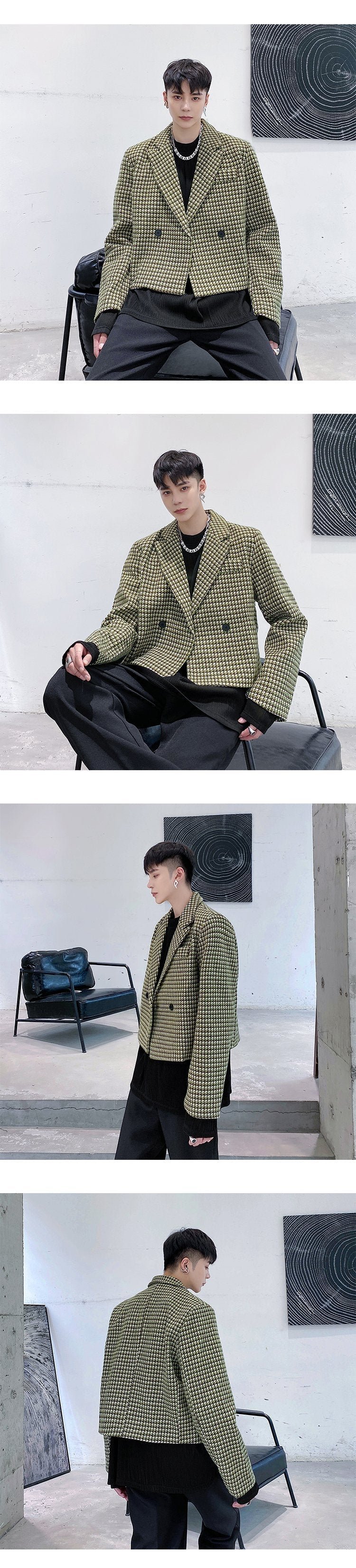 P1253991 Retro Plaid Thick Suit Jacket