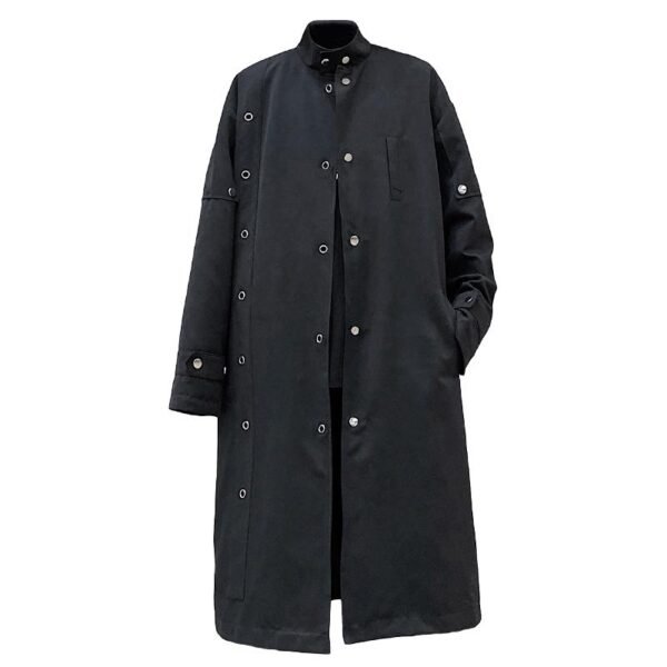 F419 New Men's Long Windbreaker Stand Collar Over The Knee Loose Trendy Casual Jacket