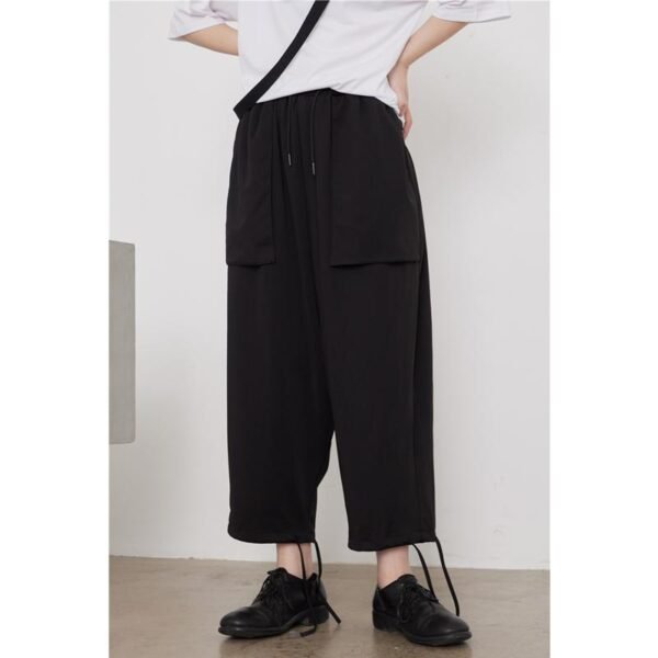 Yamamoto Dark Big Pocket All-match Drawstring Cropped Harem Pants