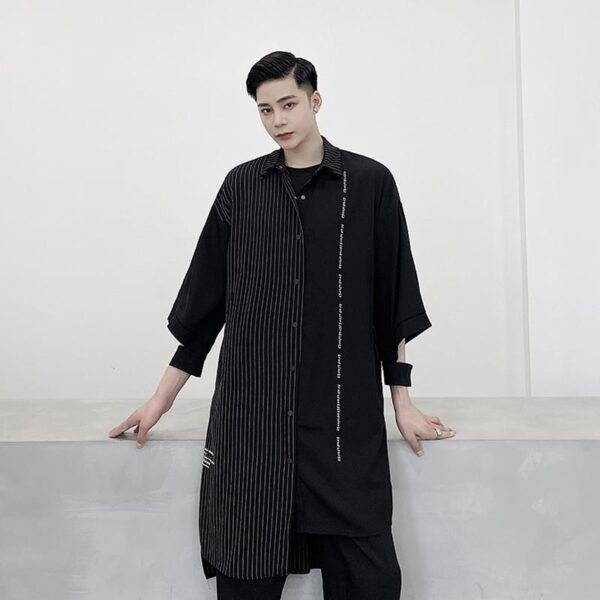 CS03 Korean Striped Stitching Shirt