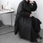 W1887 P185 Winter Long Over-the-knee Super Warm Cotton Coat Loose Japanese Niche Dark Gothic