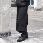 X090P95 Original Design Dark Black Mountain Yoji Style Loose Double Wide-leg Cropped Culottes