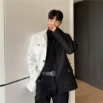 P135 Thick Color Matching Suit Jacket Men
