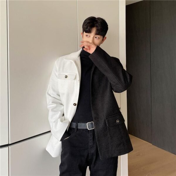P135 Thick Color Matching Suit Jacket Men