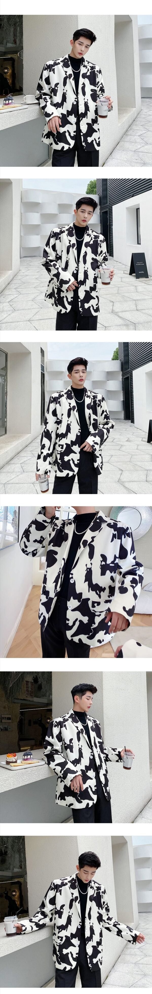 Cow Print Jacket Long Sleeve Cow Coat Men's Blazer