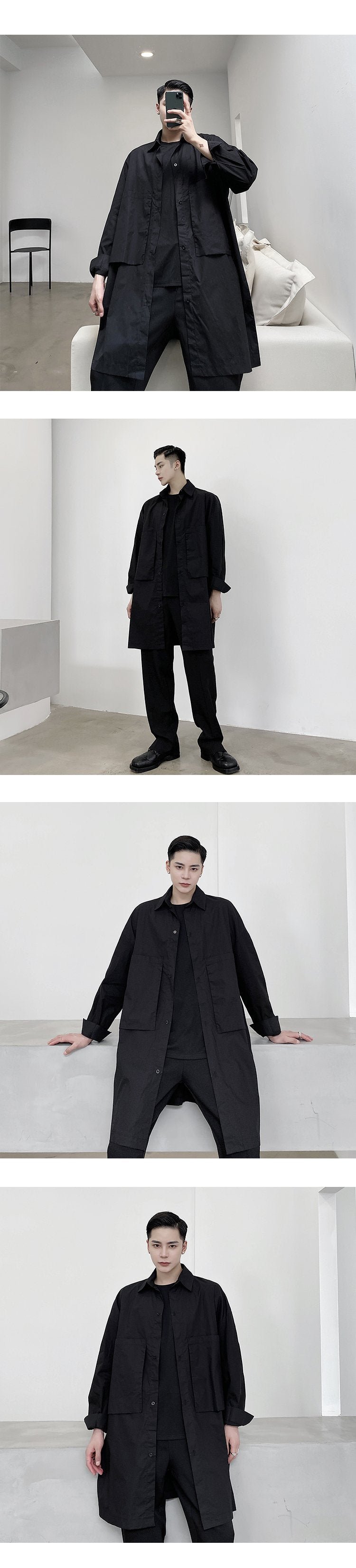 A261 Designer's Oversized Three-dimensional Pocket Extended Shirt
