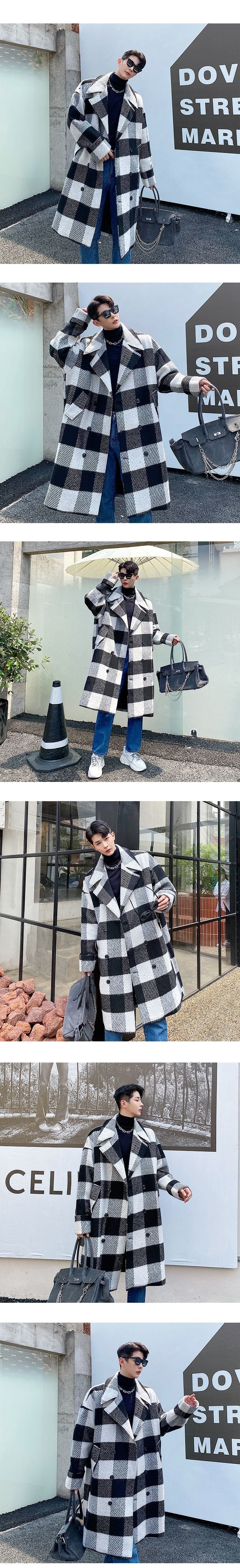 Retro Coat Plaid Wool Coat Plaid Trench Coat Flannel Coat Checkered Jacket