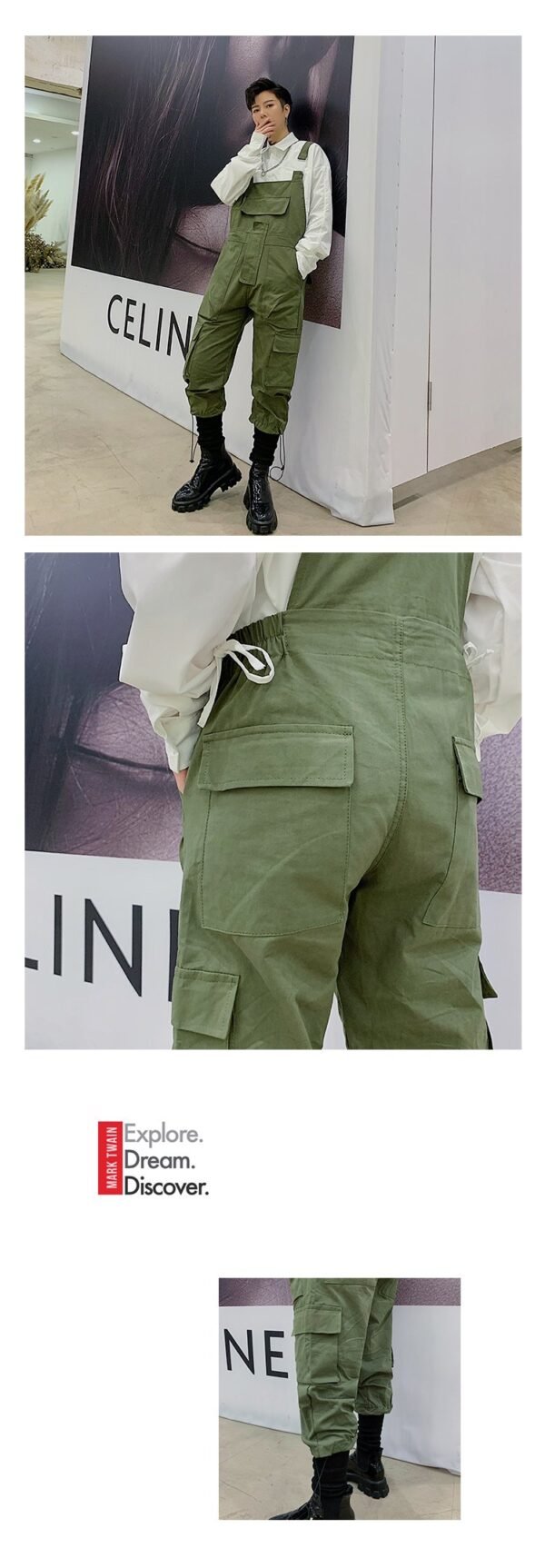 Mens Fashion Carhartt Overalls Black Cargo Dungarees