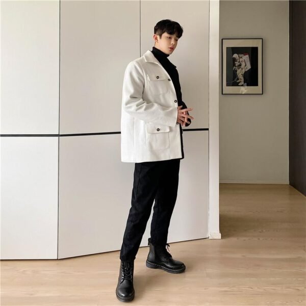 P135 Thick Color Matching Suit Jacket Men