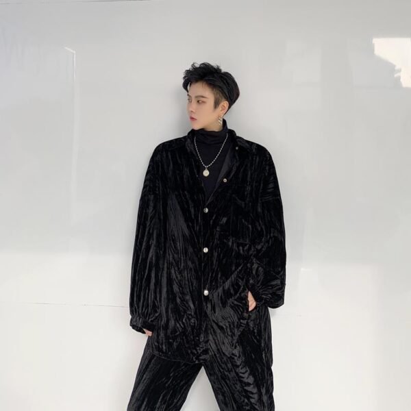 Street Fashion Velvet Suit Green Velvet Pant Suit Mens