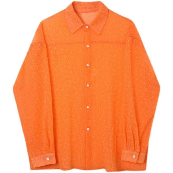 2395-P80 All-match Thin Transparent Long-sleeved Shirt