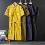 Korean Version of The British Body Suit Men's Summer Short-sleeved Shirt Jumpsuit