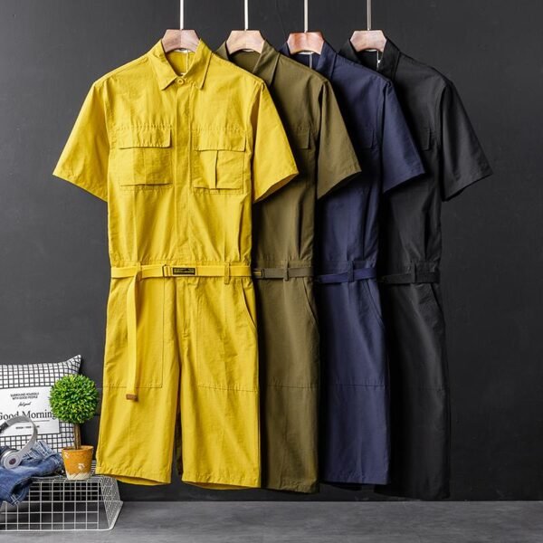 Korean Version of The British Body Suit Men's Summer Short-sleeved Shirt Jumpsuit