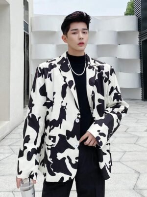Cow Print Jacket Long Sleeve Cow Coat Men's Blazer