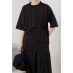 SUNYVONNE-21SS Japanese Niche Yoji Yamamoto Dark Black Pleated Stitching Pleated Short-sleeved Top T-shirt