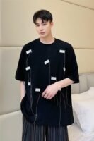 A452-6126-P55 New Personality Label Round Collar T-shirt