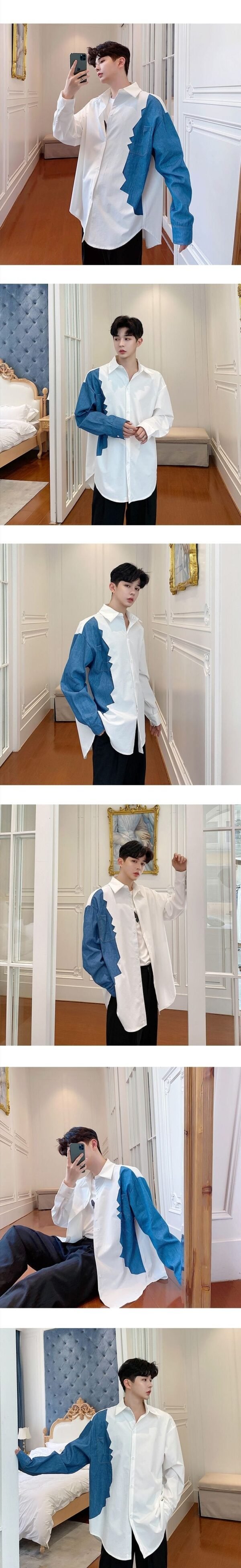 Men's Loose Slim Long-sleeved Denim Shirt Jacket