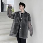 KK1662/P115 Mesh Hollow Edging Solid Color Loose Sunscreen Windbreaker Jacket