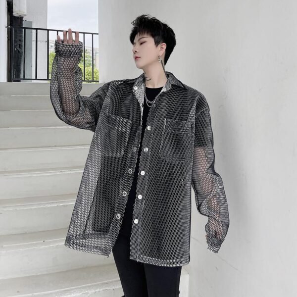 KK1662/P115 Mesh Hollow Edging Solid Color Loose Sunscreen Windbreaker Jacket