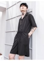 Japanese Retro-fitting Pants Suit Summer Men's Loose Short Sleeved Clothes Korean Version of The Integrated Suit Shorts