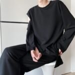 B251 Solid Color Loose Long Sleeve T-shirt