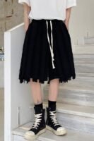 Kk1611 / P90 solid color patchwork design hair beard denim shorts