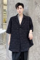 KK1702/P110 Solid Color Dark Floral Short-sleeved Suit Jacket