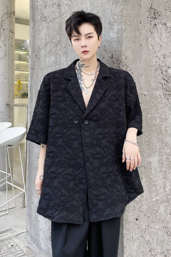 KK1702/P110 Solid Color Dark Floral Short-sleeved Suit Jacket